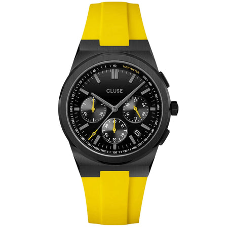 Cluse Vigoureux Chrono Silicone Black Watch - Yellow