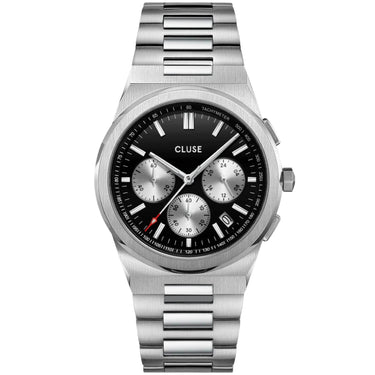 Cluse Vigoureux Chrono Steel Silver Watch - Black