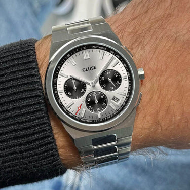 Cluse Vigoureux Chrono Steel Silver Watch - Silver