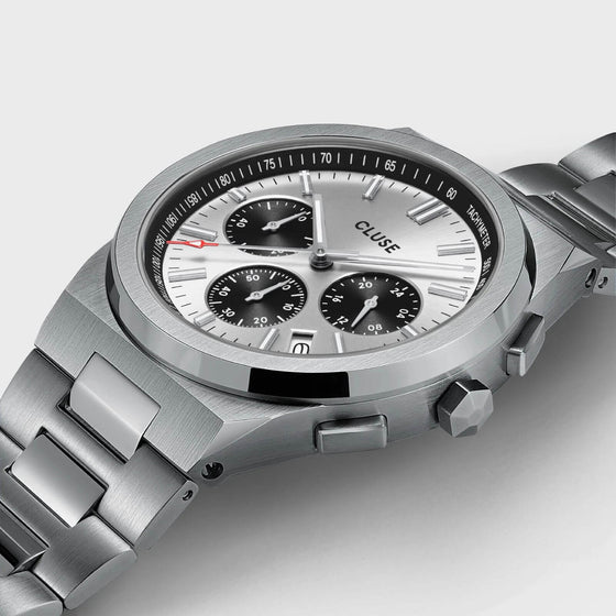 Cluse Vigoureux Chrono Steel Silver Watch - Silver