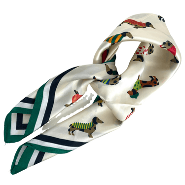 Decorative scarf with dog pattern on a white background
