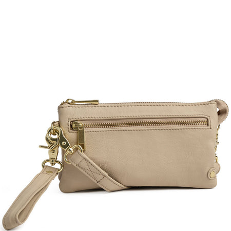 Depeche Sand Leather Small Crossbody Bag /Clutch