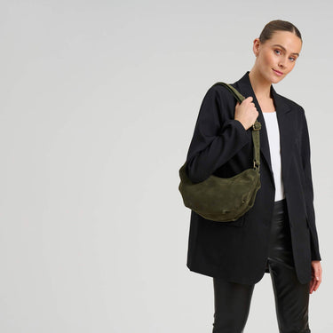 ladies green suede bag