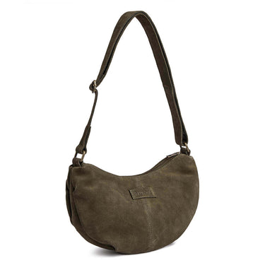 Depeche Army Green Suede Small Crossbody Bag