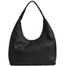 A black pebbled leather hobo shoulder bag with a single strap, shown against a plain white background.