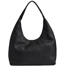 A black pebbled leather hobo shoulder bag with a single strap, shown against a plain white background.