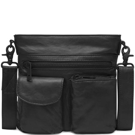 Depeche Black Leather Crossbody Bag