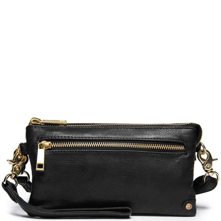 Depeche Black Leather Small Crossbody Bag /Clutch