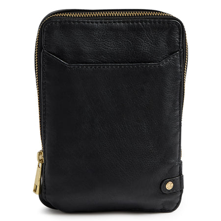 Depeche Black Leather Small Crossbody Mobile Bag