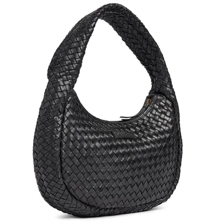 Depeche Black Leather Woven Grab Bag