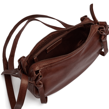 ladies oval brown leather crossbody bag