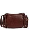 ladies oval brown leather crossbody bag