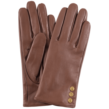 ladies-depeche-brown-leather-gold-button-gloves