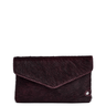 Dark brown fur clutch bag on a white background