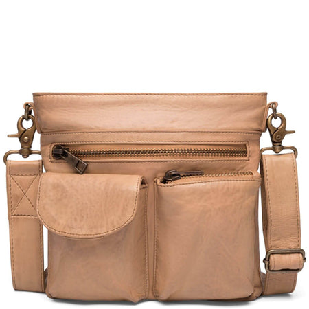 Depeche Camel Leather Crossbody Bag