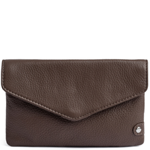 ladies dark brown leather flap purse