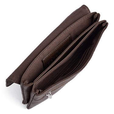 ladies dark brown leather flap purse