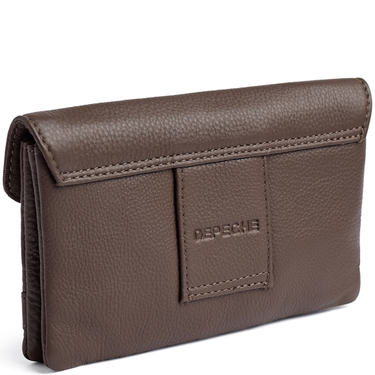 ladies dark brown leather flap purse