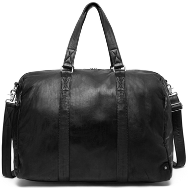 large black leather weekend bag