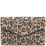 Leopard print purse on a white background