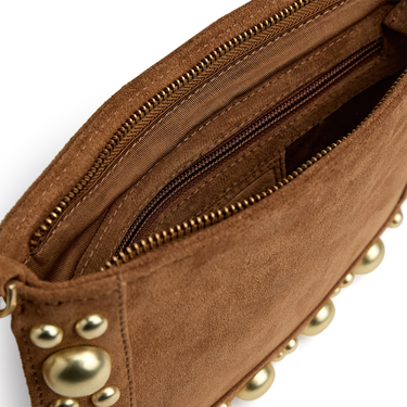 Depeche Rotterdam Caramel Suede Leather Slim Crossbody Bag