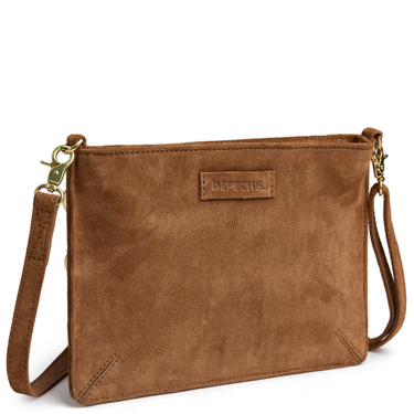 Depeche Rotterdam Caramel Suede Leather Slim Crossbody Bag