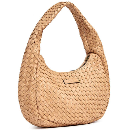 Depeche Sand Leather Woven Grab Bag