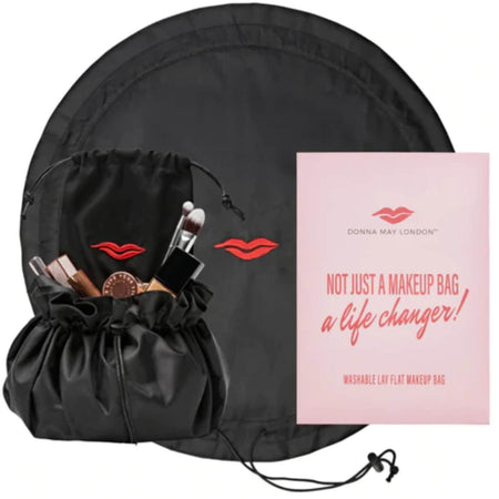 Donna May Drawstring Makeup Bag - Black