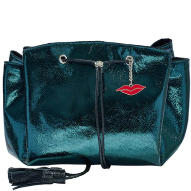 Donna May Metallic Drawstring Makeup Bag - Green