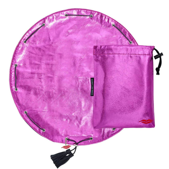 Donna May Metallic Drawstring Makeup Bag - Hot Pink