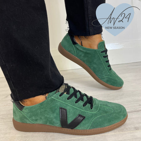 Drilleys Seventy Slim Line Gum Sole Sneakers - Dark Green