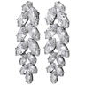 Pair of silver earrings with clear gemstones on a white background