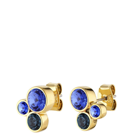 Dyrberg Kern Aki Gold Stud Earrings - Sapphire