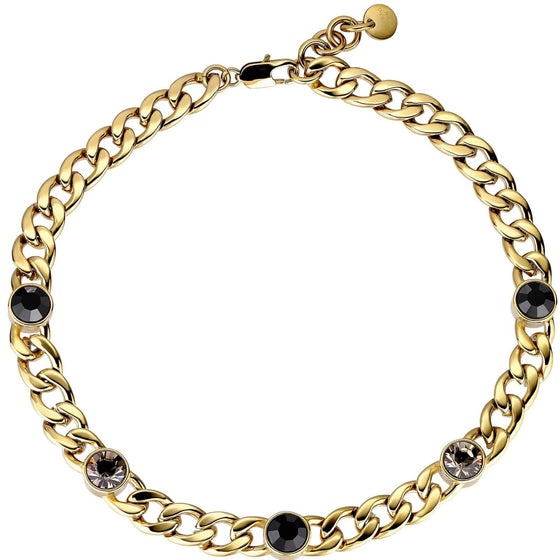 Dyrberg Kern Angelina Gold Chunky Curb Chain Necklace - Black