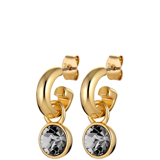 Dyrberg Kern Anna Gold Hoop Charm Earrings - Grey