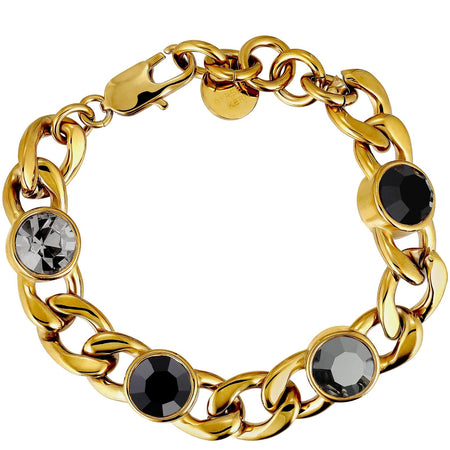 Dyrberg Kern Ariane Gold Curb Chain Bracelet - Black Mix