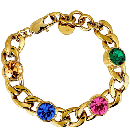 Dyrberg Kern Ariane Gold Curb Chain Bracelet - Rainbow