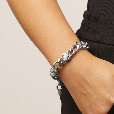Dyrberg Kern Ariane Silver Curb Chain Bracelet - Clear