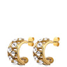 ladies gold stud earrings with clear crystals
