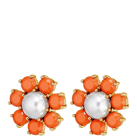 Dyrberg Kern Aubra Gold Stud Earrings - Coral