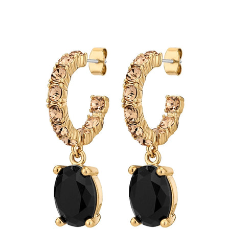 Dyrberg Kern Barbara Gold Hoop Charm Earrings - Black/Golden