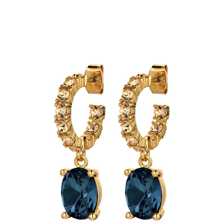 Dyrberg Kern Barbara Gold Hoop Charm Earrings - Blue