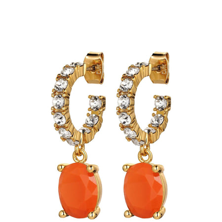 Dyrberg Kern Barbara Gold Hoop Charm Earrings - Coral