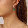 Dyrberg Kern Barbara Gold Hoop Charm Earrings - Green