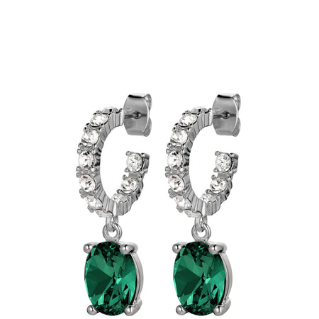 Dyrberg Kern Barbara Silver Hoop Charm Earrings - Green