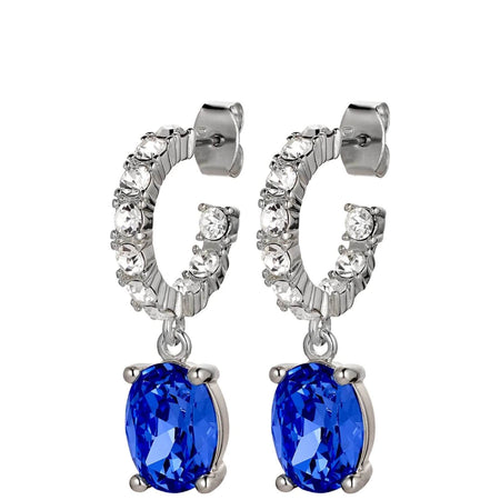 Dyrberg Kern Barbara Silver Hoop Charm Earrings - Sapphire