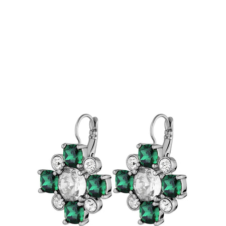 Dyrberg Kern Batti Silver French Hook Earrings - Emerald Green