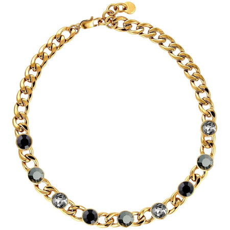 Dyrberg Kern Camela Gold Curb Chain Necklace - Black Mix