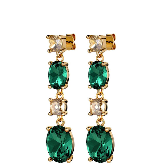 Dyrberg Kern Cornelia Gold Statement Earrings - Green/Golden