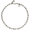 A silver-toned chain bracelet with alternating elongated oval links and smaller bead links, featuring a lobster clasp and a heart-shaped tag engraved with 'CHRISTIAN DIAMOND DESIGN'.